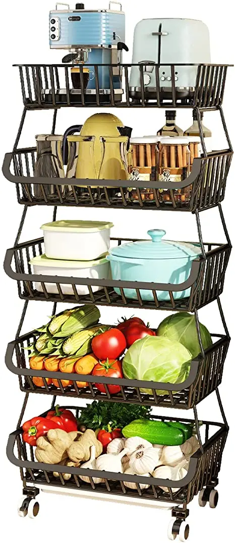Fruit and Vegetable Basket Shelf Three story shelf modern furniture Kitchen Rugged Multi functional Storage Rack
