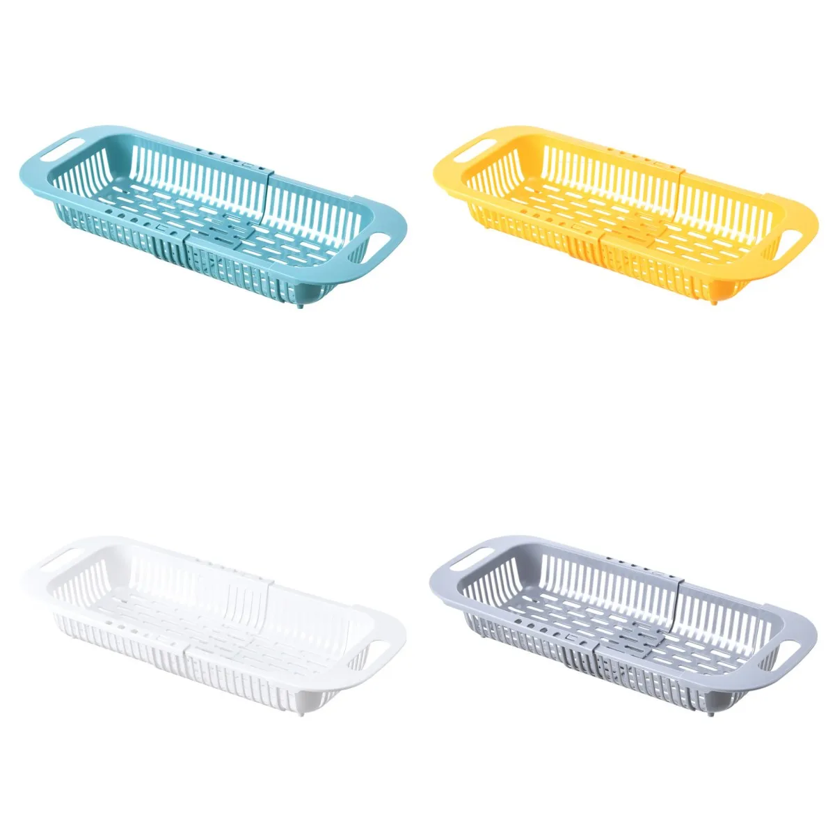 High Quality Expandable Plastic PP White Fruit Draining Basket Sink Drying Rack Kitchen For Sink