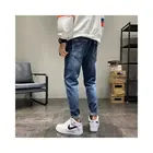 Long Jeans Hot Design Blue Long Baggy Custom Pant Mid Waist Ripped Men's Denim Jeans Trouser For Men