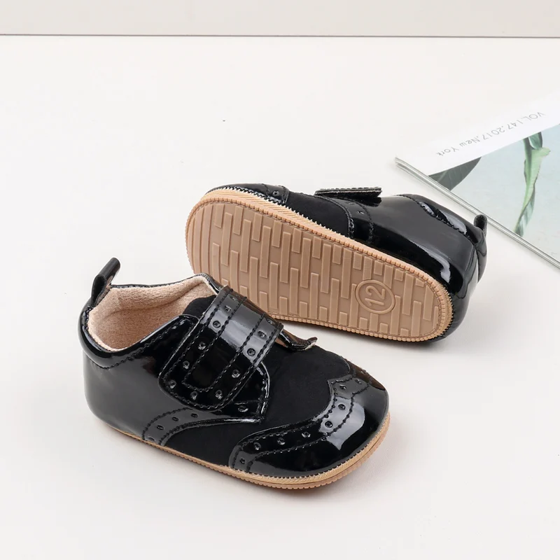 New Arrival Anti-Slip TPR Soft PU Baby Dress Shoes with Flat Outsole for Boys and Girls Tollder Baby Walking Shoes 0-15M details