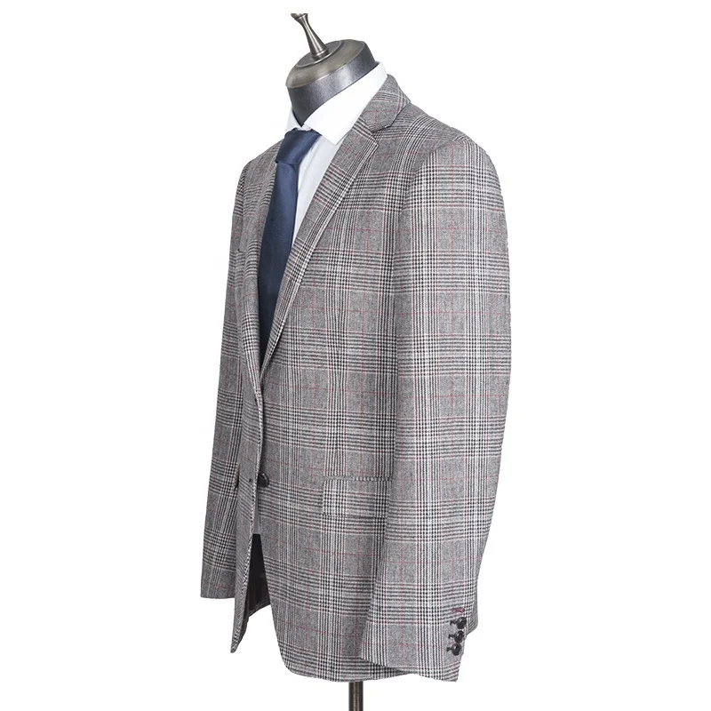 Men's custom business wedding suit jacket red and white check suit design fashion fit, comfortable men's suit