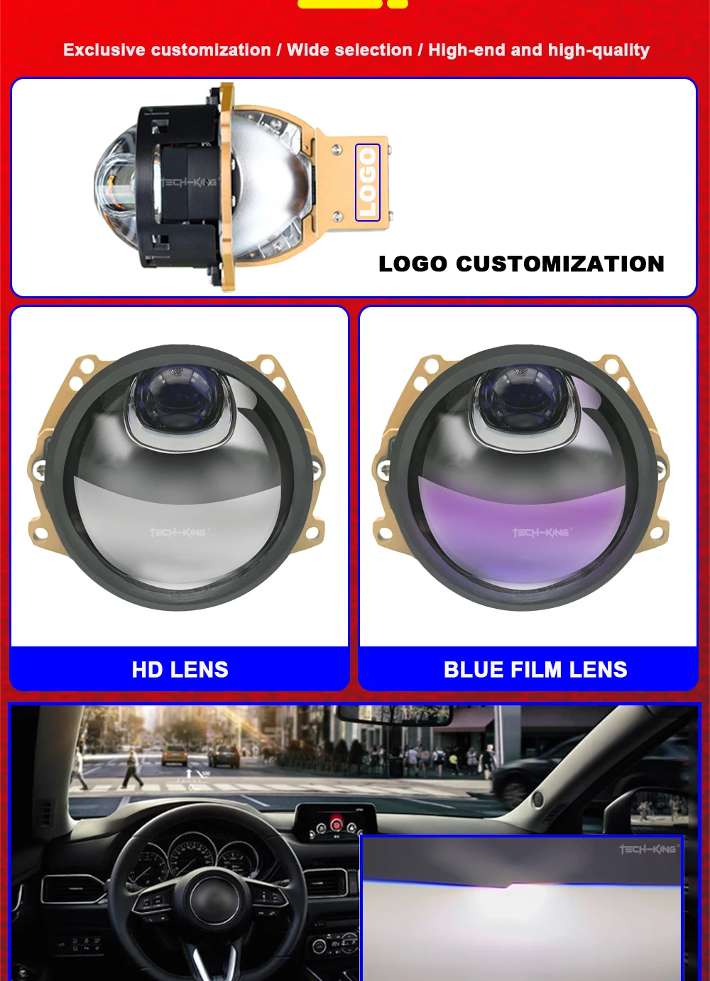 Cars 3 inch CSP chips Dual lens Projector lens bi led 75w 85w 100w 3 piece reflector bowl matrix bi led projector headlamp