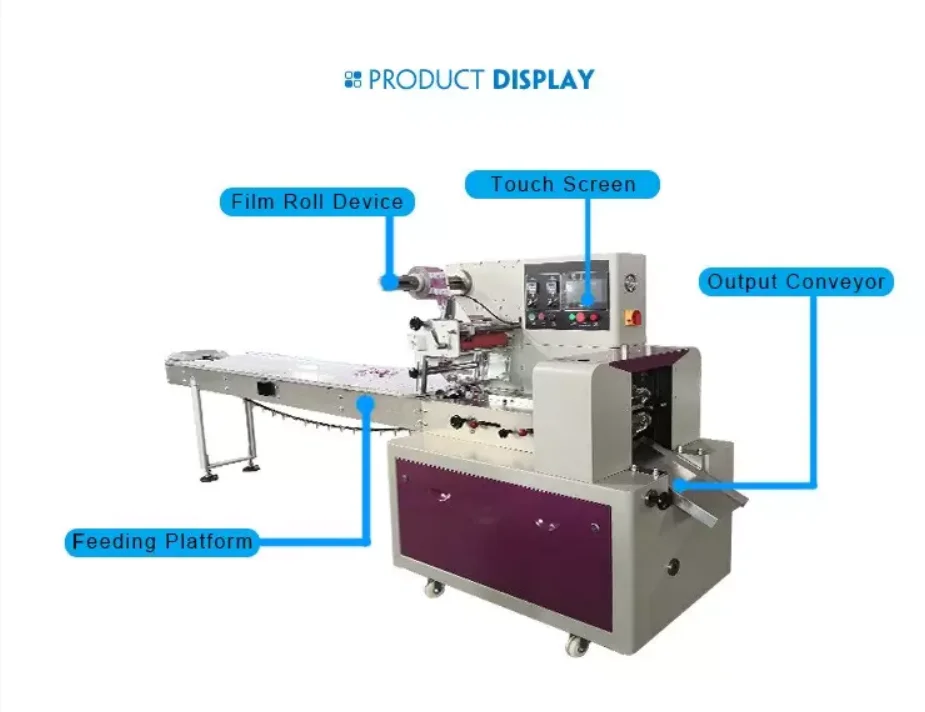 Low Cost Factory Price High Speed Manual Automatic Small Mini Automatic Flow Pack Horizontal Rotary Food Pillow Packing Machine