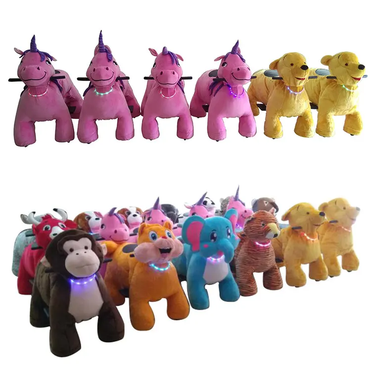 Walking Riding Plush Stuffed Animal Ride Electric Coin Operated Animal Riding on Animal Toys