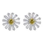 Earrings Gold Fashionable Hot Selling Copper Inlaid Zircon Chrysanthemum Earrings Plated With Real Gold