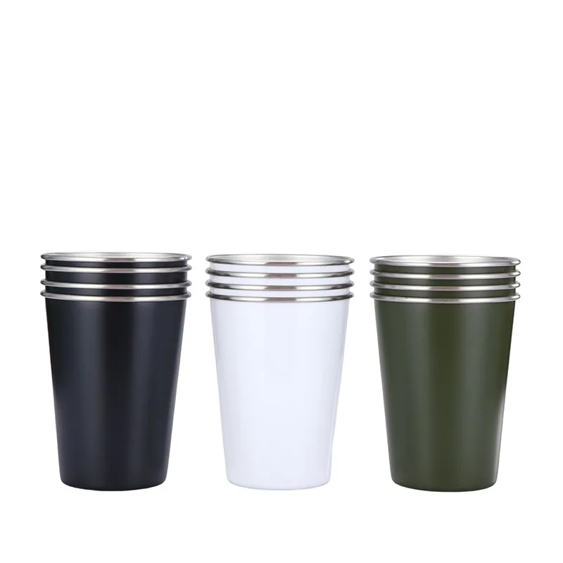 350ml Single Wall Stainless Steel 18/8 Coffee Beer Cola Mug Outdoor Camping Cup Party Use Single Wall Cup