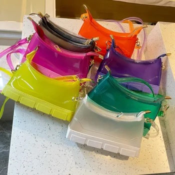 Summer 2022 Jelly Boot Clear Transparent Pvc Purse Handbag Bolsos Sac A Main Ladies Hand Bags Women Jelly Purses And Bags