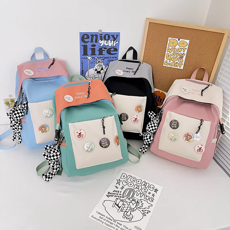 Hot selling light weight  fresh cute style nylon school student backpack rucksack laptop bag for little girl