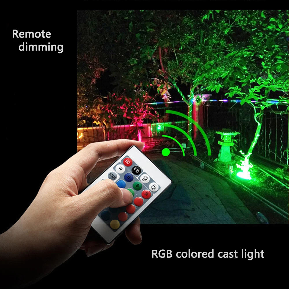 RGB Outdoor Waterproof LED Floodlight for Park Landscape Lighting Color-Changing with Remote Control Spotlights for Trees