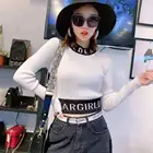 Pullovers Core Spun Yarn Customized 12 Pin Sweet Casual In Stock O-Neck Flare Sleeve Women Sweater Pullovers