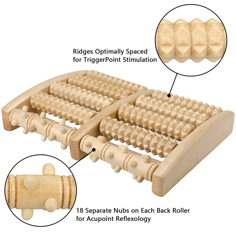 Best Seller Stress Relief Spa Health Care Therapy Anti Cellulite Wood Roller Foot Massager