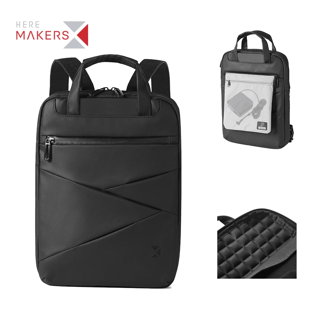 Black Waterproof Tote Laptop Backpack 