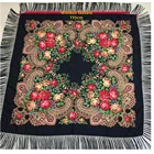 Cotton Oem Multicolor Warm Stylish Tassel Custom Logo Square Cotton Scarf 110*110cm Women