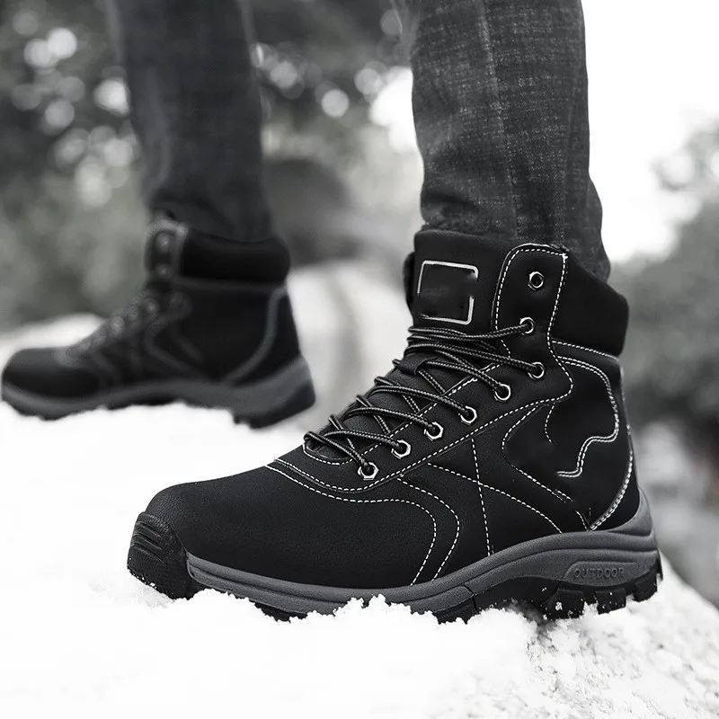 Wholesale Botas Stock Waterproof PU Leather Women'S Snow Ankle Boots Non-Slip Outdoor Hiking Boots