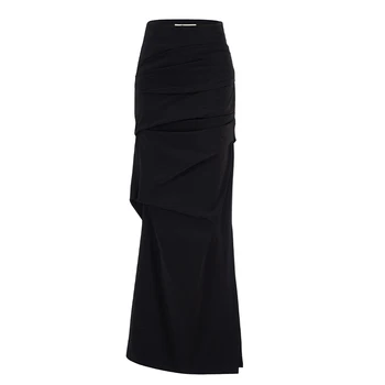 Slim High-waisted Hip Skirt Dark French Hemline Summer Casual Street style elegant solid color luxury designer premium skirt