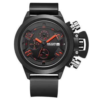 MEGIR 2002 Fashion Japan Quartz Movement Luxury Watches Men Leather Chronograph Auto Date Customize Men Watch Sport Watch