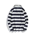 Long T-shirt For Men 2021 Fashion Striped Cotton Oversized Long Full Sleeve Collar Polo T Shirt For Mens