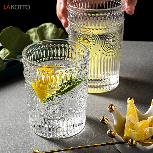 European Style  Gold Stroked Sunflower Glass Restaurant Coffee Cup Delicate Bar Glass Cup For Valentine's Day Gifts