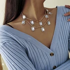 Temperament Personality Claw Chain Drill Collar Square Geometry Jewel Tassel Necklace