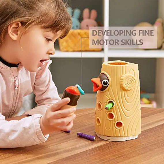 Hot Deals Hungry Woodpecker Catch Worm Toys Magnetic fishing Educational Preschool Toy Games