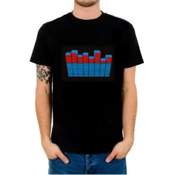 EL T-Shirt Sound Activated Flashing T Shirt Light Up Down Music Party Equalizer LED T-Sh EL t shirt Promotional LED t shirt