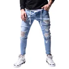 Jeans Pants New Men Jeans High-End Slim-Fitting Ripped Feet Pants New Jeans Men Denim Men Jeans Pants