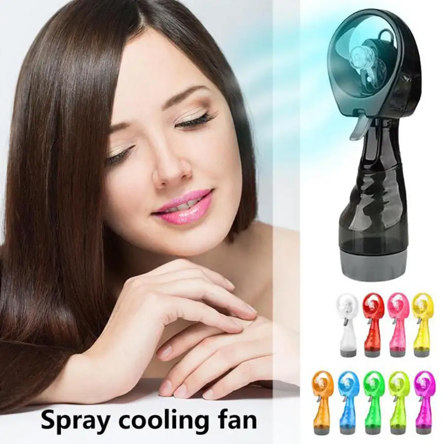 AAA6  Mini Water Bottle Spray Cool Mist Fan Plastic Outdoor Travel Handheld Portable Cooling Spray Fan