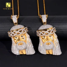 Hot Sale Custom Iced Out CZ Solid Back Hip Hop Jewelry Jesus Pendant Stainless Steel With Cubic Zirconia Diamond Charm Pendant