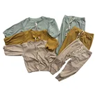 Toddler Girls Rib Cotton Cloth Set Autumn Kids Loose Fit Casual Wear Baby 2pcs Ribbed Outfit