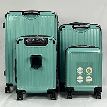 Factory Best selling Cup Holder 4 Suitcase Travel Bags Good quality Spring wheels Luggage large capacity Suitcase 20/24/28