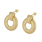 Brass Hoop European And American Light Luxury Brass 18K Gold Irregular Fashion Geometric Hoop Gold Earrings