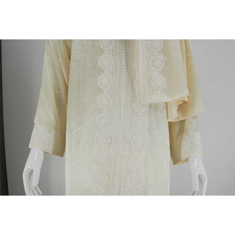 Wholesale Luxury Open Abaya for Muslim Women Turkey's Modest Dubai Kaftan with Lace Sleeves Breathable Kimono Style From Eid manufacture