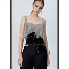 Tank Tops Top High Quality 100% Aluminium Sheet Women Sleeveless Sequin Embellished Sparkle Tank White Tops
