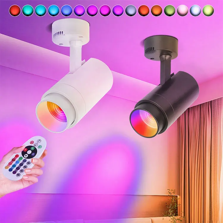 20W RGB LED Ceiling Spot Light and Remotely Controlled Adjustable Light Aluminum 16-color Adjustable Focus Track Stage Light