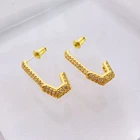 Earrings Zircon Pin Earrings Luxury Jewelry Brass 18K Gold Plated Charming Earrings