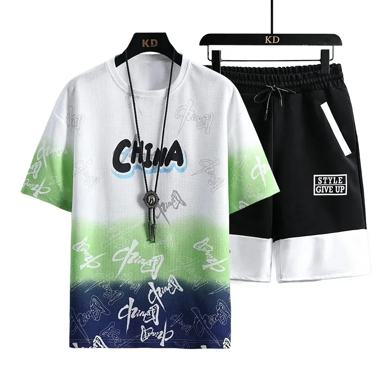 Men's Sport Set Summer Outfit 2 Piece Set Short Sleeve T-Shirts and trousers Casual Sweatsuit Set