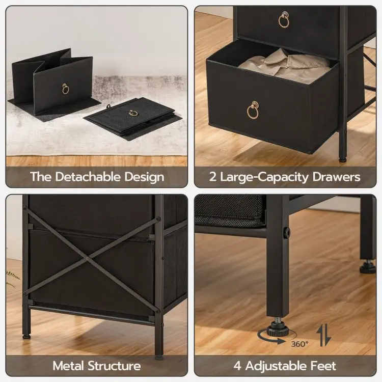 Wholesale Wooden Modern Rustic Black White Coffee Bedside Table Nightstand End Bed Side Table With Drawers Storage for Bedroom