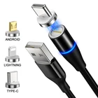 Circular Magnetic Head Type-C Lightning Micro Usb 3 In 1 Blind Plug 5A Super Fast Charging Cable