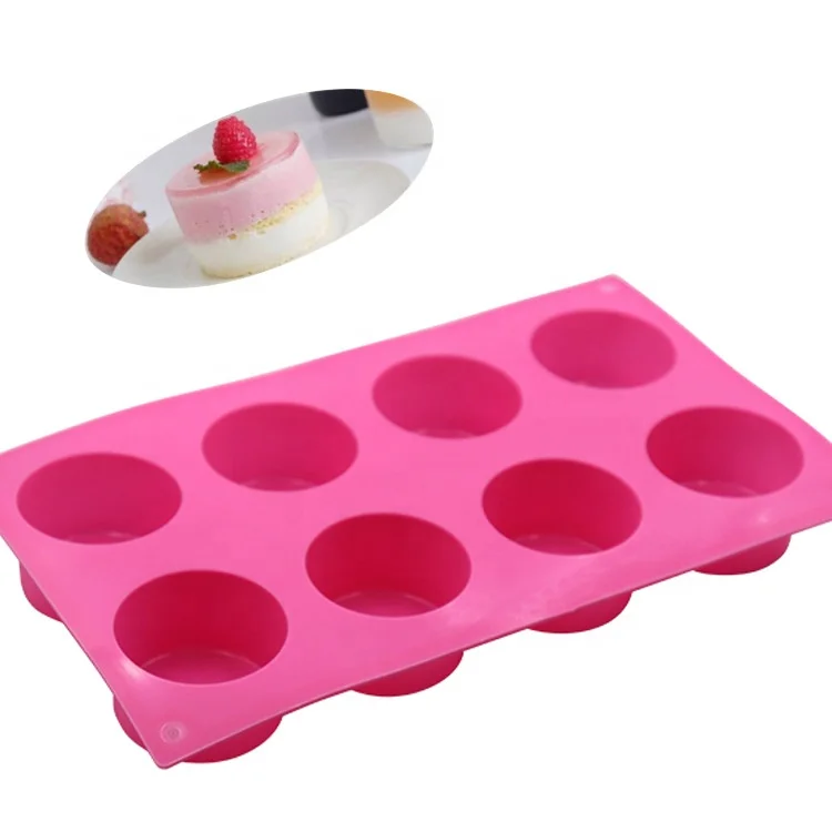 Round Silicone Baking Chocolate Cake Jelly Pudding Handmade Soap Candle Mold Best Seller 8 Cavities Opp Bag Moulds Cake Tools