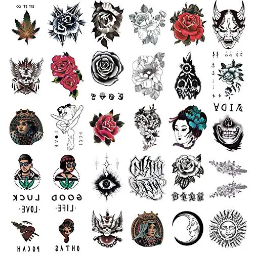 30 Sheets Temporary Tattoos For Men Women Hand Arm Wrist Flower Tattoo  Fashion Punk Waterproof Tattoo Stickers - Buy Big Tattoo Stickers,Safe Temporary  Tattoo Sticker,Tattoo Sticker Product on 