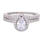 18k White Diamond Ring 10K 14K 18K White Gold 1.8Ct DEF VVS Engagement Pear Moissanite Diamond Ring