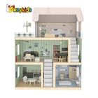 2022 New Pretend Role Play DIY Educational Toy Kids Wooden Doll House Villa With Doll Room W06A413E
