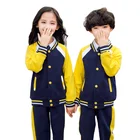 100% Cotton Kids Sport Suit French Terry Soft Kids Sport Sets Yellow Tracksuit Kids Sports Wear