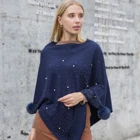 Cape Poncho Cape Factory Wholesale Custom Fashion Design Luxury Navy Shawl Poncho Cape For Women