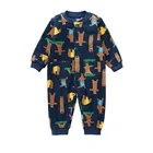 Onesie Wholesale Custom Sanp Button 100% Polyester Thick Fleece Christmas Pajamas Onesie Baby Christmas Pajamas