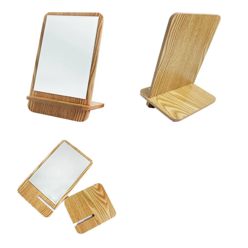 Simple assembly wooden mirror plug-in desktop desktop single-sided mirror makeup mirror
