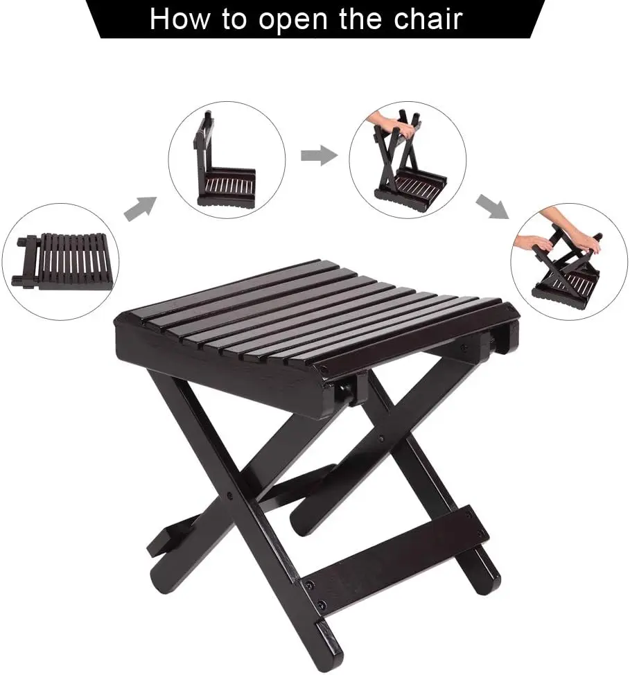 product collapsible brown bamboo stool multi function bathtub shower chair and folding step stool for foot rest-4