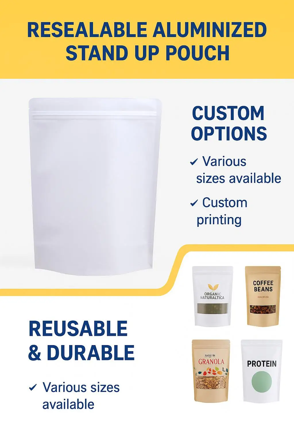 Food Grade Reusable Stand up Pouch Resealable Aluminum Foil Dry Snack Packaging Plastic Bags - detail 4