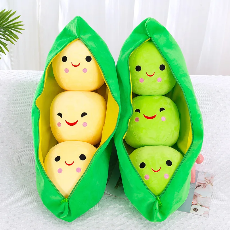 25cm Creative Cute Plush Toys Doll For Children 3 Peas In A Pod Plushie Toy Soft Throw Pillow Stuffed Pea Pod Toy Kids Birthday