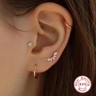 Silver Earring Silverearrings Single S925 Sterling Silver Simple Petal Marquise Brilliant Thread Earring